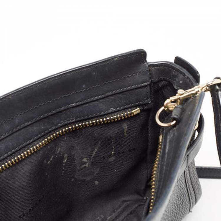 Pre Owned Coach Black Leather Swagger Wristlet Crossbody Bag