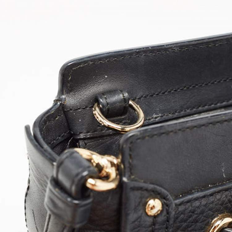 Pre Owned Coach Black Leather Swagger Wristlet Crossbody Bag