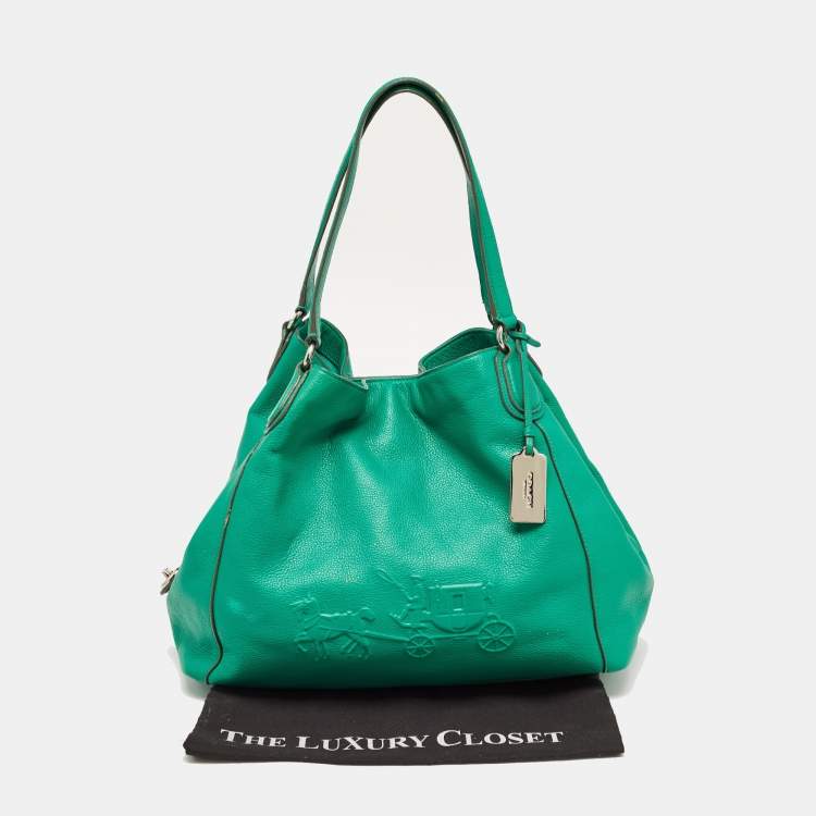 Pre Owned Coach Green Leather Embossed Carriage Edie Shoulder Bag