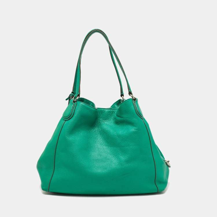 Pre Owned Coach Green Leather Embossed Carriage Edie Shoulder Bag