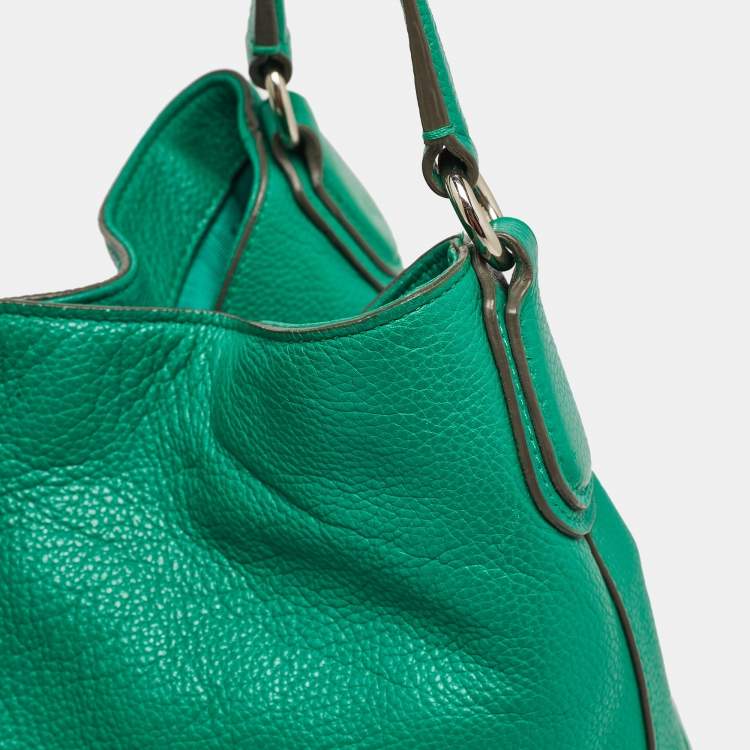 Pre Owned Coach Green Leather Embossed Carriage Edie Shoulder Bag
