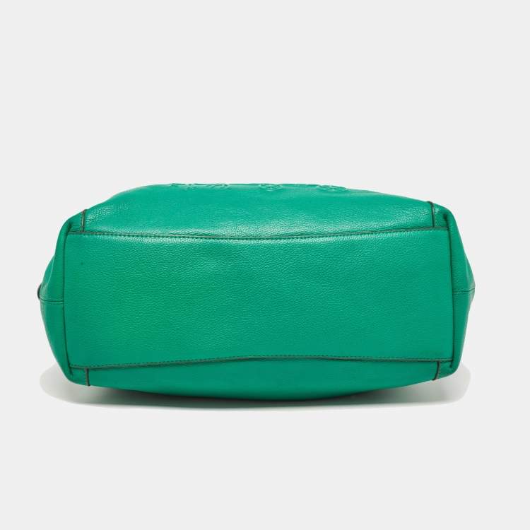 Pre Owned Coach Green Leather Embossed Carriage Edie Shoulder Bag