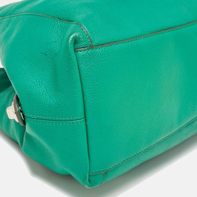 Pre Owned Coach Green Leather Embossed Carriage Edie Shoulder Bag