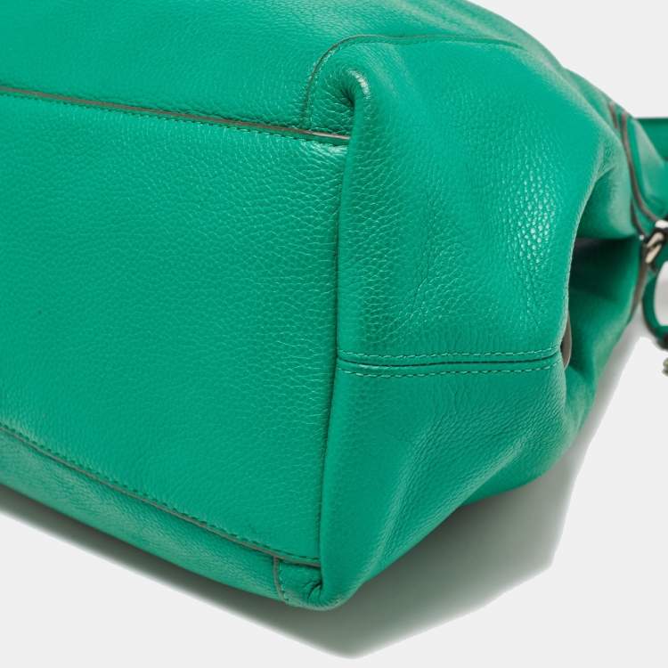 Pre Owned Coach Green Leather Embossed Carriage Edie Shoulder Bag