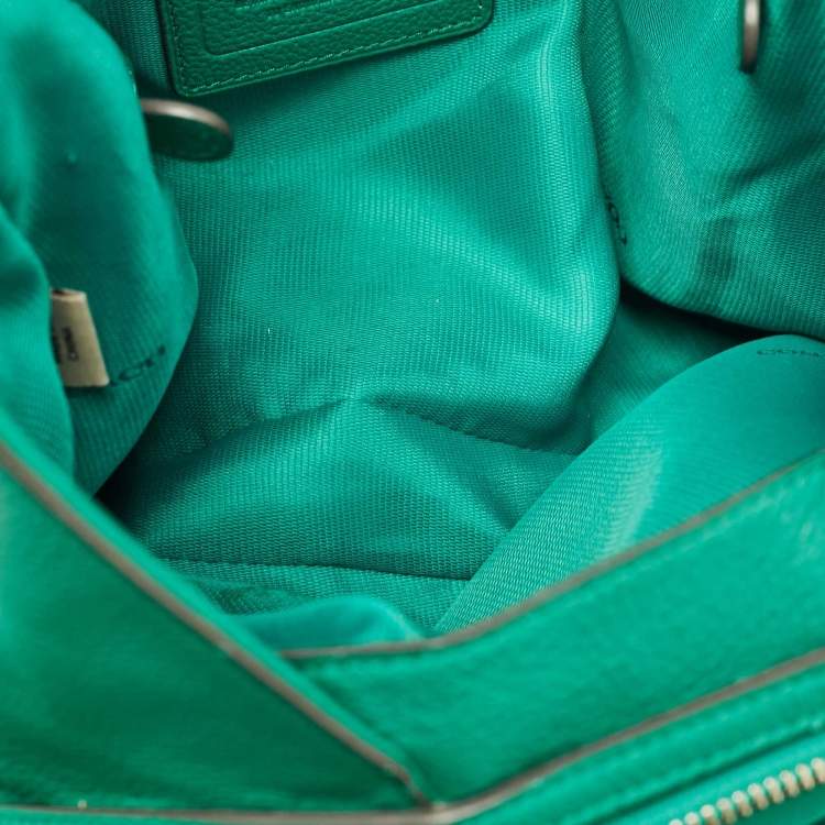 Pre Owned Coach Green Leather Embossed Carriage Edie Shoulder Bag