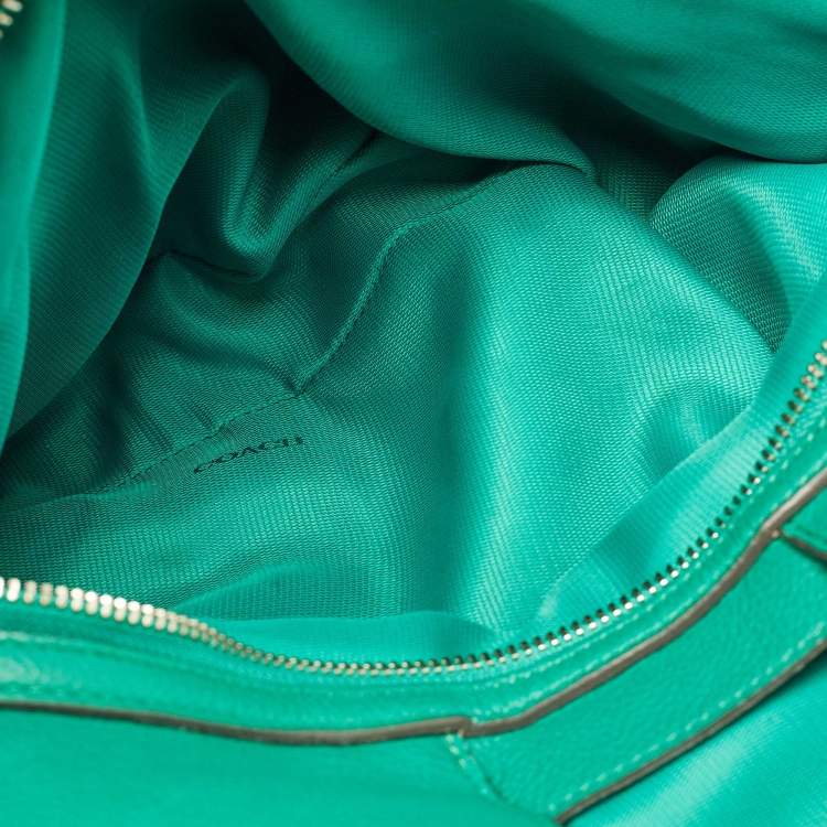 Pre Owned Coach Green Leather Embossed Carriage Edie Shoulder Bag