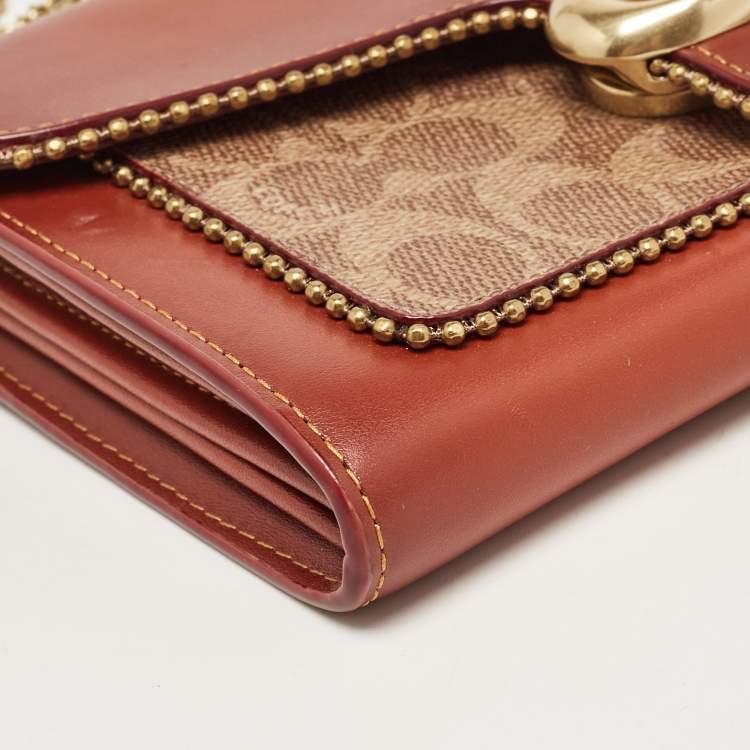 Pre Owned Coach Beige/Brown Signature Coated Canvas and Leather Tabby Chain Crossbody Bag