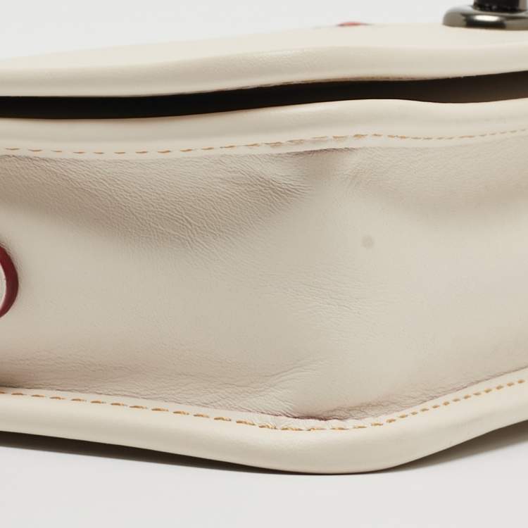 Pre Owned Coach x Disney Mickey Off White Leather Penny Crossbody Bag