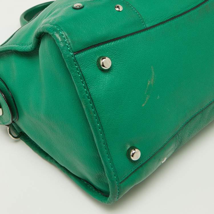 Pre Owned Coach Green Leather Rhyder Satchel