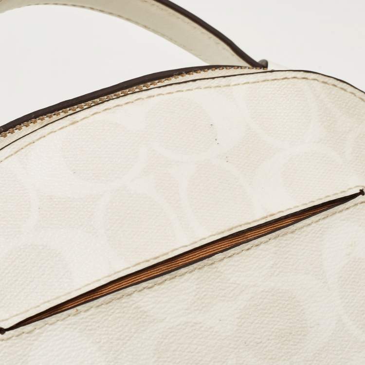 Pre Owned Coach Off White Signature Coated Canvas Serena Satchel
