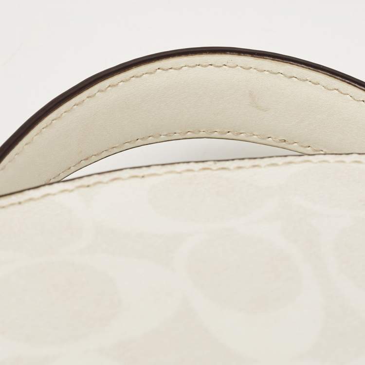 Pre Owned Coach Off White Signature Coated Canvas Serena Satchel