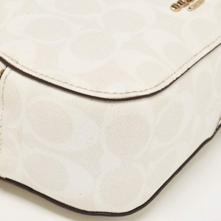 Pre Owned Coach Off White Signature Coated Canvas Serena Satchel