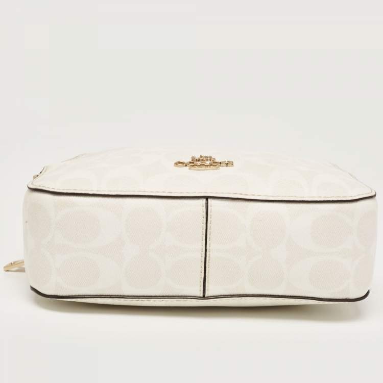 Pre Owned Coach Off White Signature Coated Canvas Serena Satchel