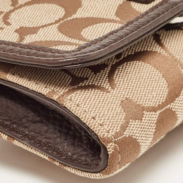 Pre Owned Coach Brown/Beige Signature Canvas Mini Crossbody Bag
