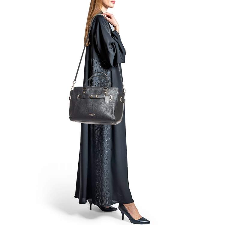 Pre Owned Coach Black Pebbled Leather Blake Carryall Tote
