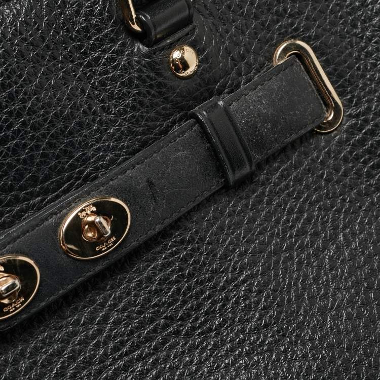 Pre Owned Coach Black Pebbled Leather Blake Carryall Tote