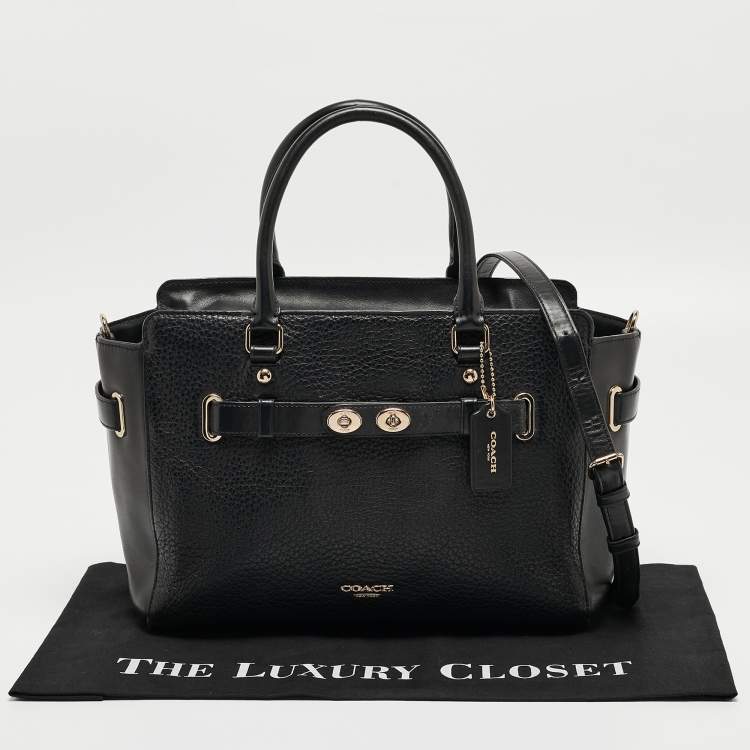 Pre Owned Coach Black Pebbled Leather Blake Carryall Tote