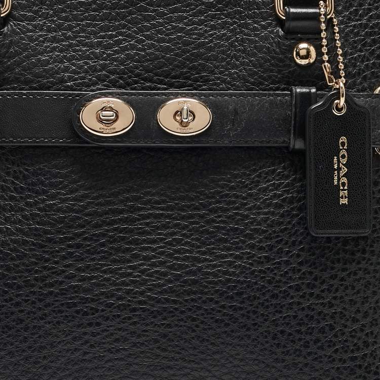 Pre Owned Coach Black Pebbled Leather Blake Carryall Tote