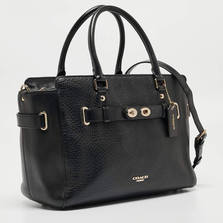 Pre Owned Coach Black Pebbled Leather Blake Carryall Tote