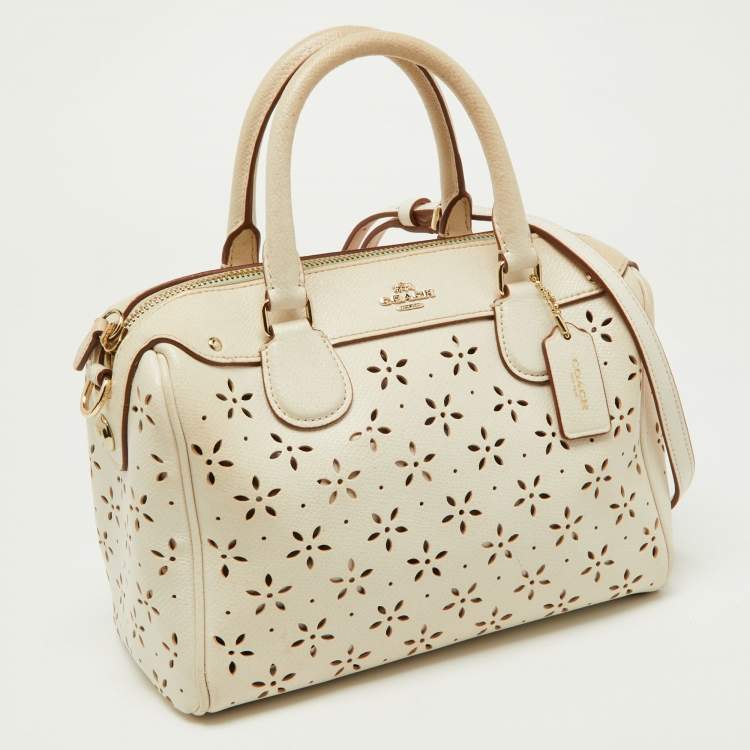 Pre Owned Coach Beige Leather Mini Bennett Satchel
