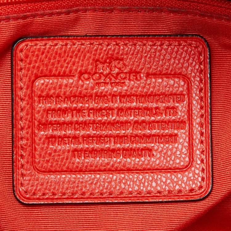 Pre Owned Coach Brown/Orange Signature Coated Canvas and Leather Cora Dome Satchel