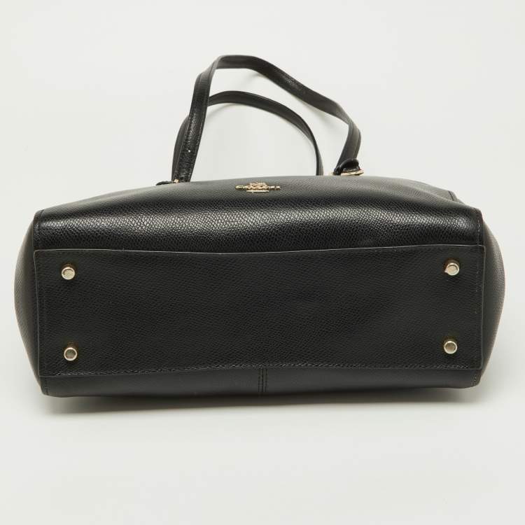 Pre Owned Coach Black Leather Turnlock Carryall 29 Satchel 