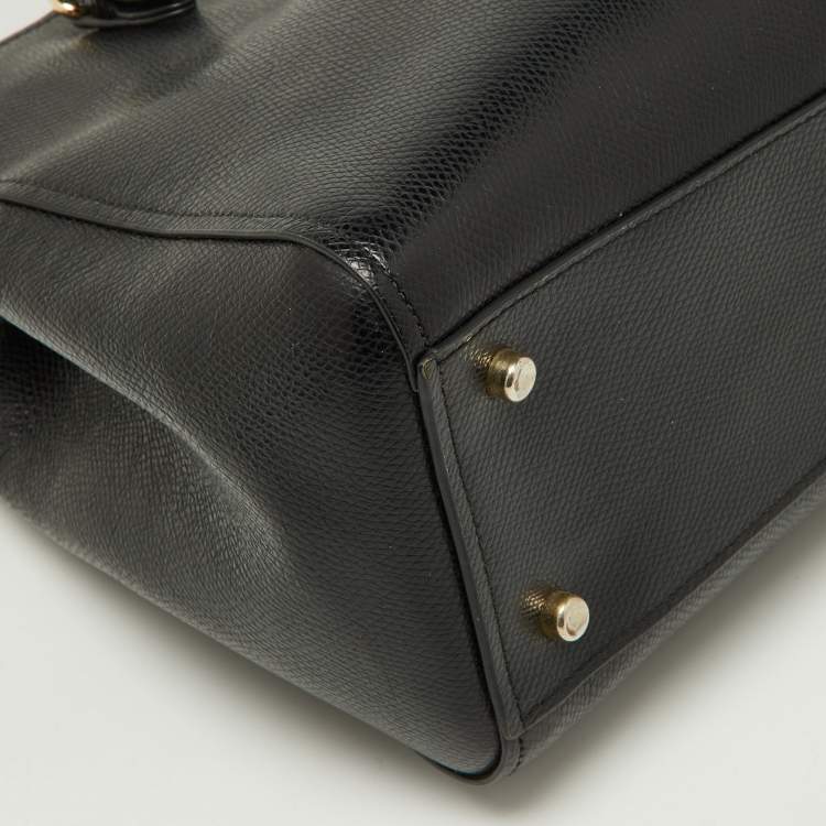 Pre Owned Coach Black Leather Turnlock Carryall 29 Satchel 