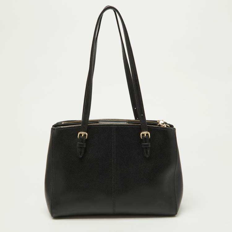 Pre Owned Coach Black Leather Turnlock Carryall 29 Satchel 