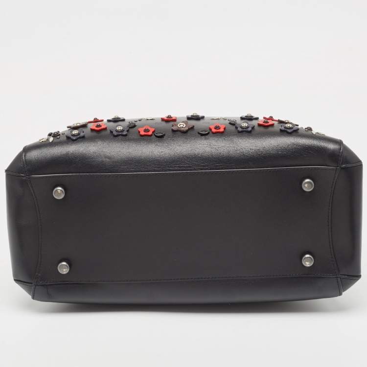 Pre Owned Coach Black Leather Embellished Margot Carryall Satchel