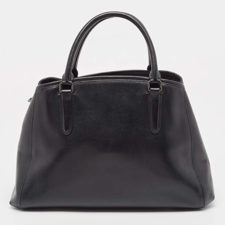 Pre Owned Coach Black Leather Embellished Margot Carryall Satchel