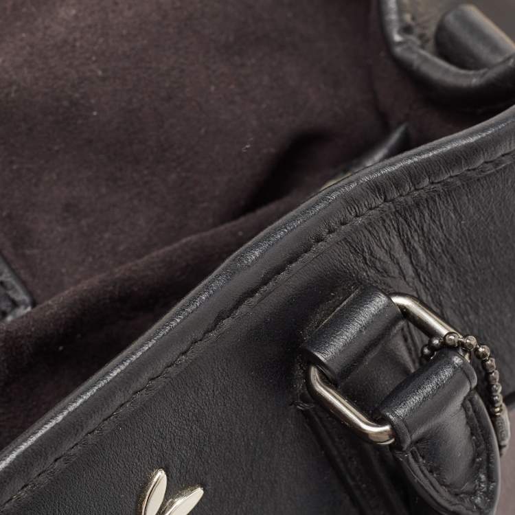 Pre Owned Coach Black Leather Embellished Margot Carryall Satchel
