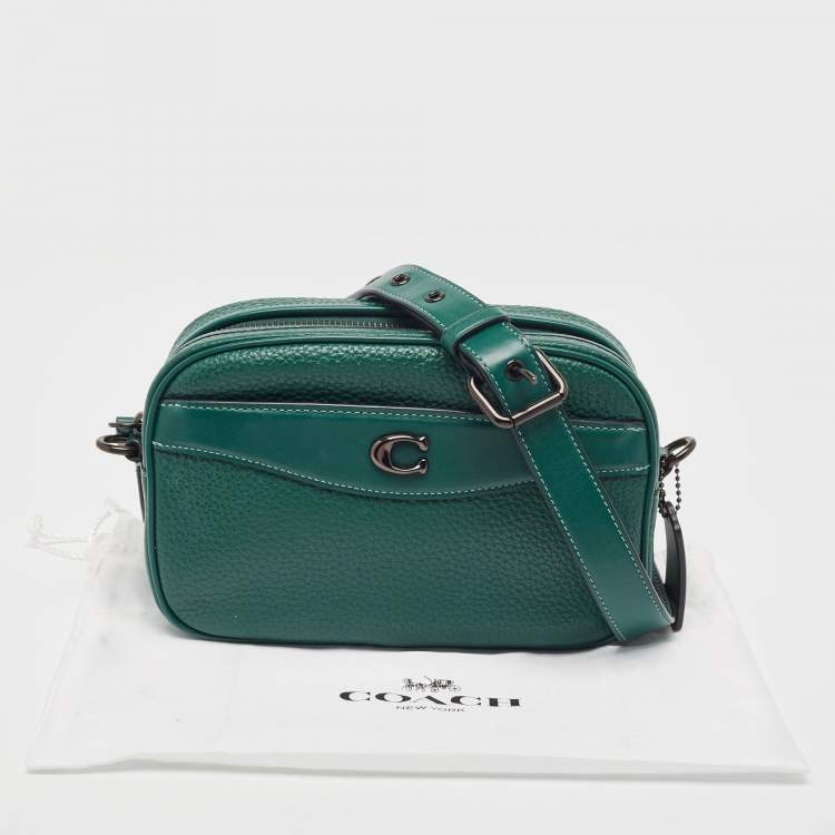Pre Owned Coach Green Leather Camera Bag