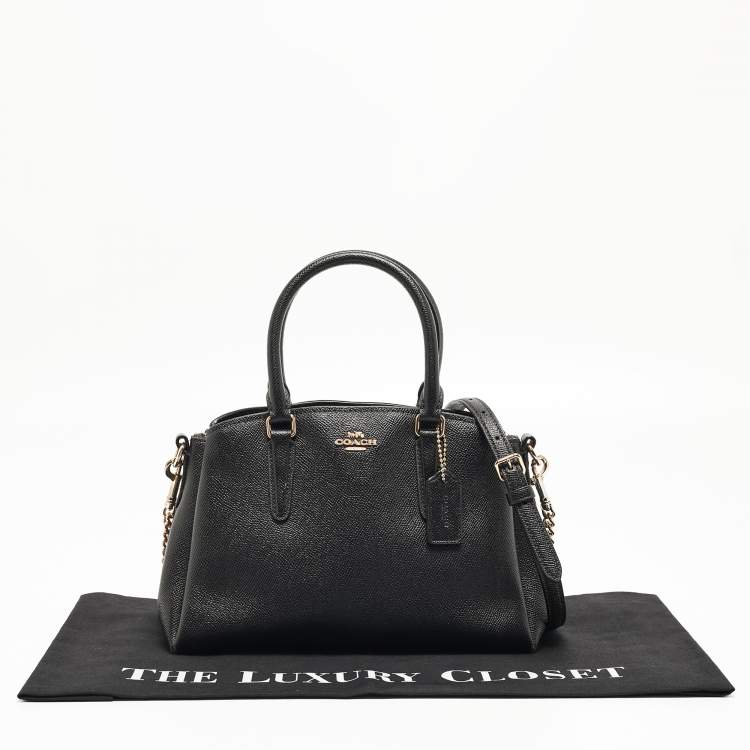 Pre Owned Coach Black Leather Mini Sage Carryall Satchel