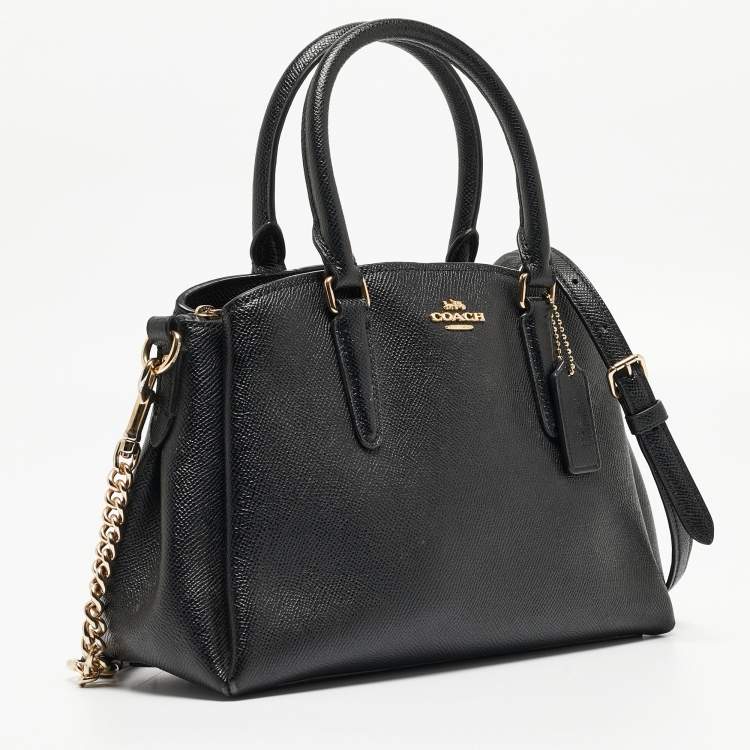 Pre Owned Coach Black Leather Mini Sage Carryall Satchel