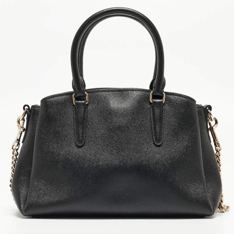 Pre Owned Coach Black Leather Mini Sage Carryall Satchel