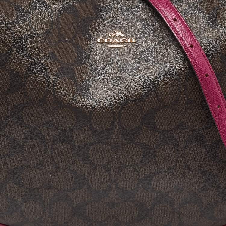 Pre Owned Coach Purple/Brown Signature Coated Canvas and Leather Harley Hobo