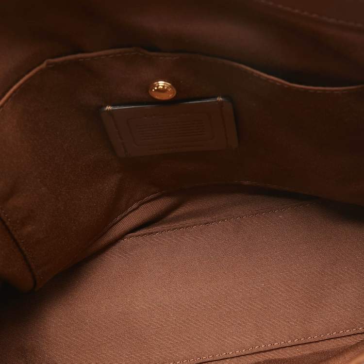 Pre Owned Coach Brown Signature Coated Canvas Small Christie Carryall Satchel