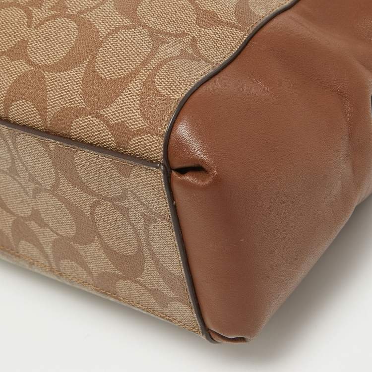 Pre Owned Coach Brown Signature Coated Canvas Small Christie Carryall Satchel