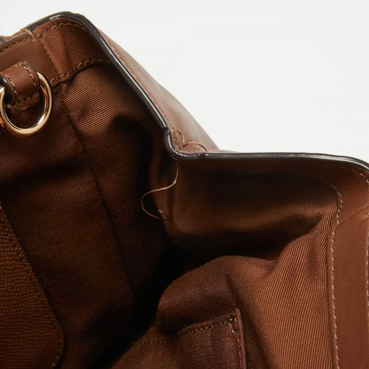 Pre Owned Coach Brown Signature Coated Canvas Small Christie Carryall Satchel