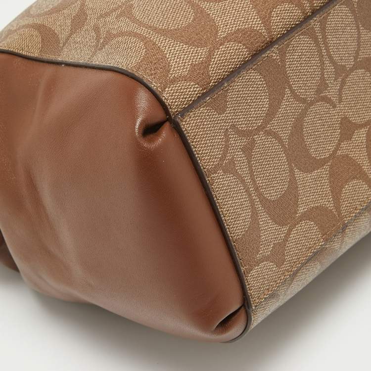 Pre Owned Coach Brown Signature Coated Canvas Small Christie Carryall Satchel
