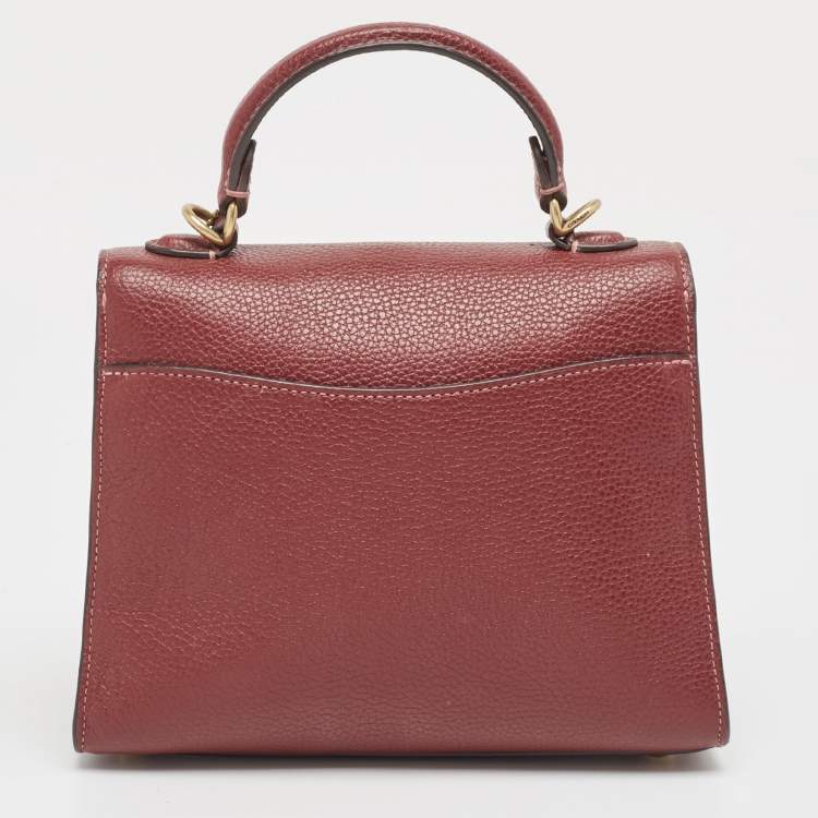 Pre Owned Coach Burgundy Leather Tabby Top Handle Bag