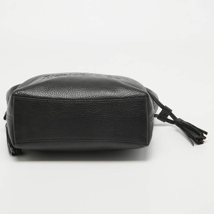 Pre Owned Coach Black Leather Andy Drawstring Bucket Bag