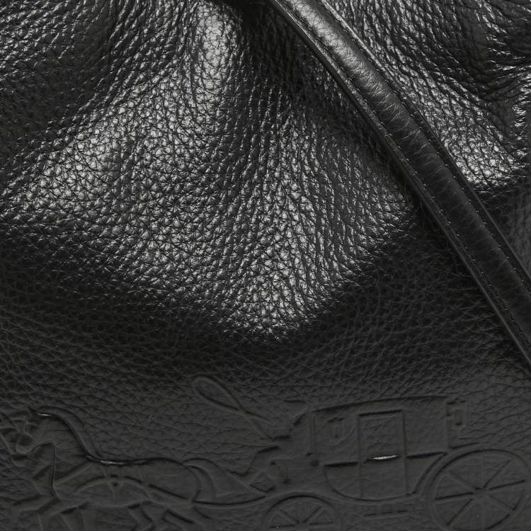 Pre Owned Coach Black Leather Andy Drawstring Bucket Bag
