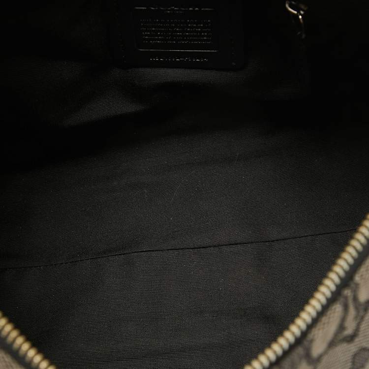 Pre Owned Coach Black/Dark Grey Signature Canvas East West Celeste Hobo