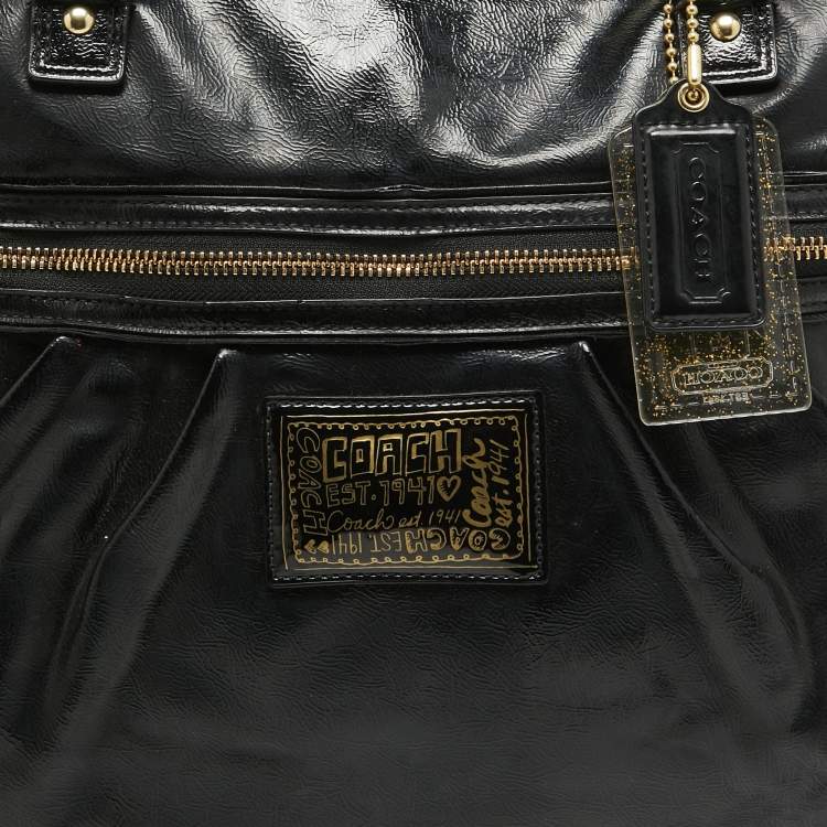 Pre Owned Coach Black Patent Leather Daisy Tote