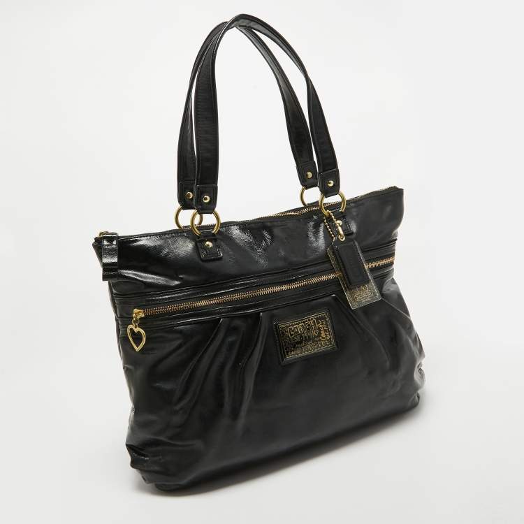 Pre Owned Coach Black Patent Leather Daisy Tote