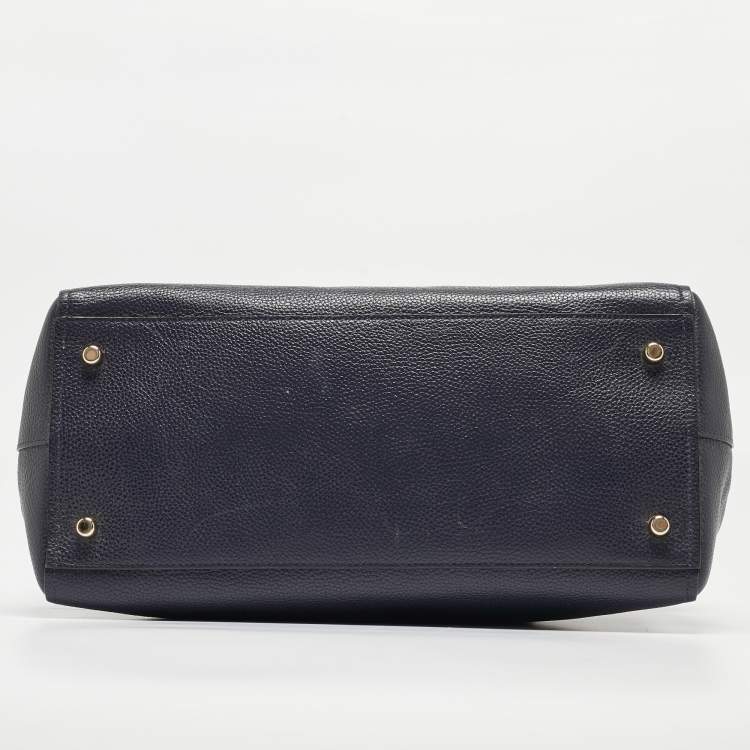 Pre Owned Coach Navy Blue Leather Swagger 33 Tote