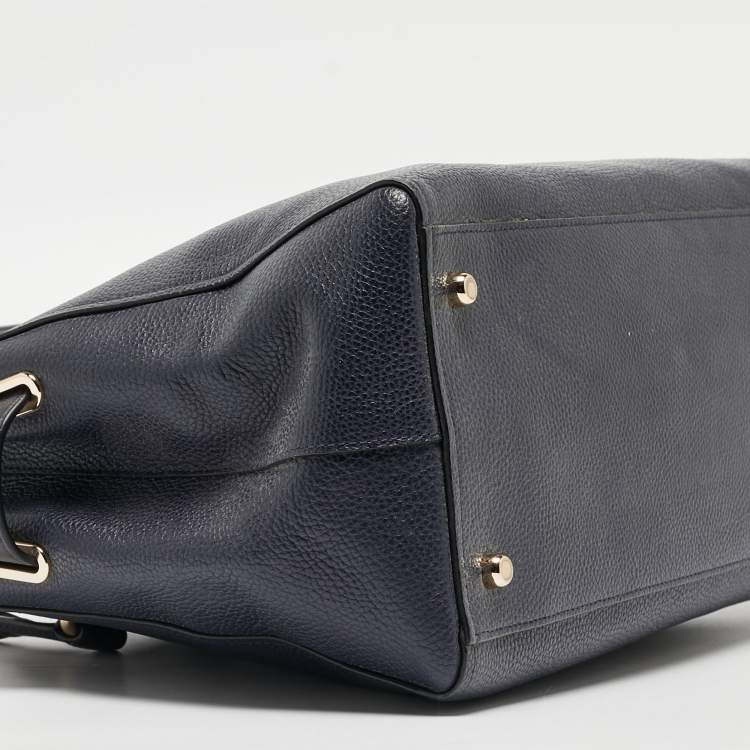 Pre Owned Coach Navy Blue Leather Swagger 33 Tote