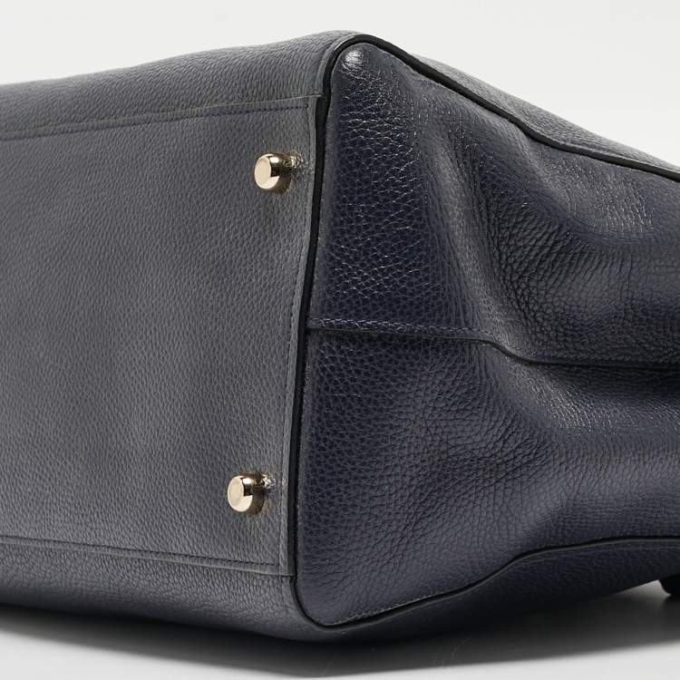 Pre Owned Coach Navy Blue Leather Swagger 33 Tote