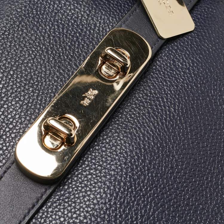 Pre Owned Coach Navy Blue Leather Swagger 33 Tote